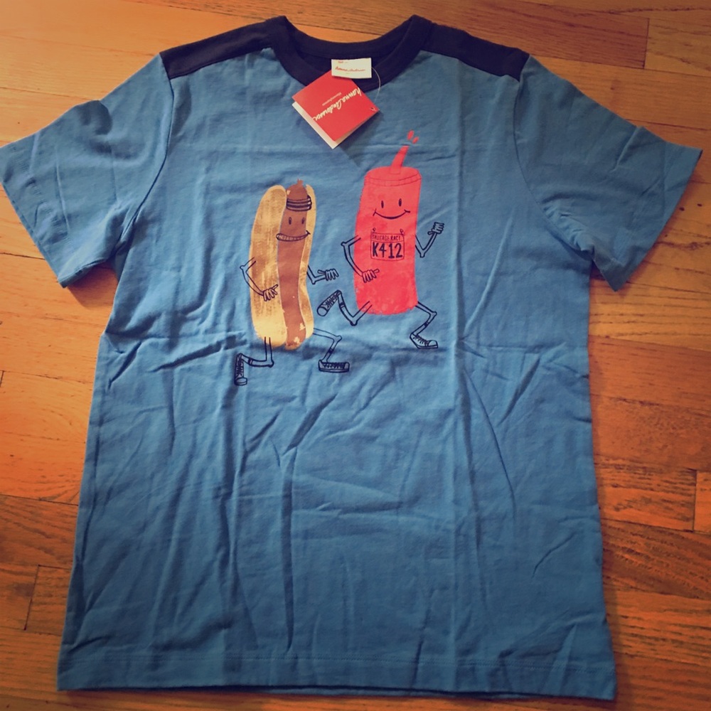 Hanna Andersson hot dog ketchup race 160 14y NWT